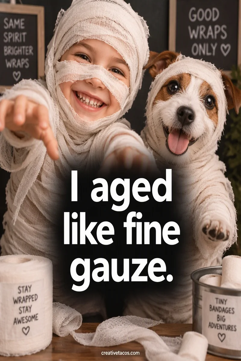 Quote card: I aged like fine gauze.