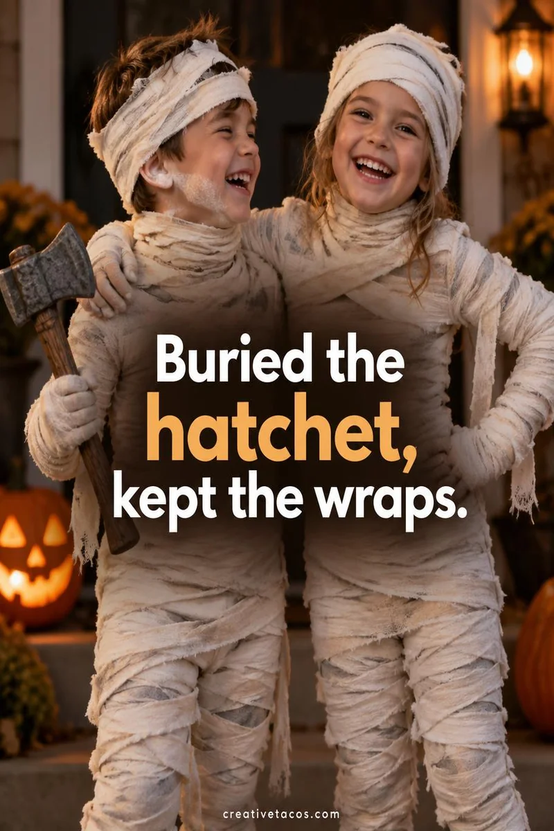 Quote card: Buried the hatchet, kept the wraps.