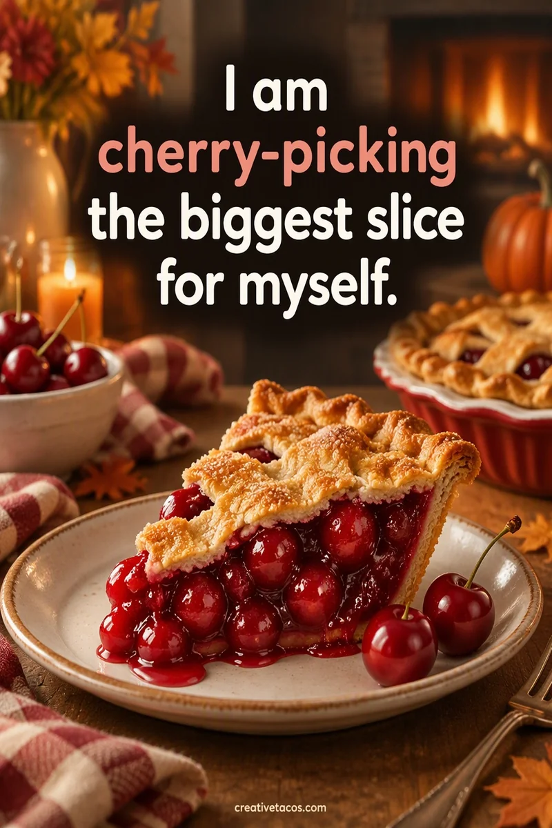 Quote card: I am cherry-picking the biggest slice for myself.