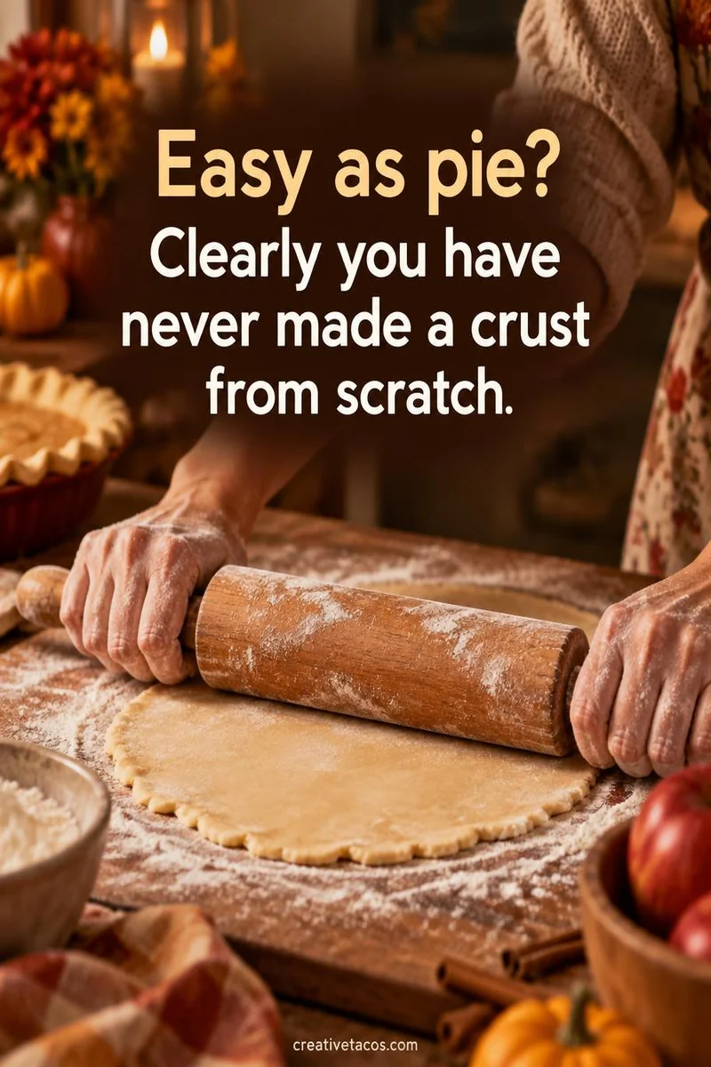 Quote card: Easy as pie? Clearly you have never made a crust from scratch.