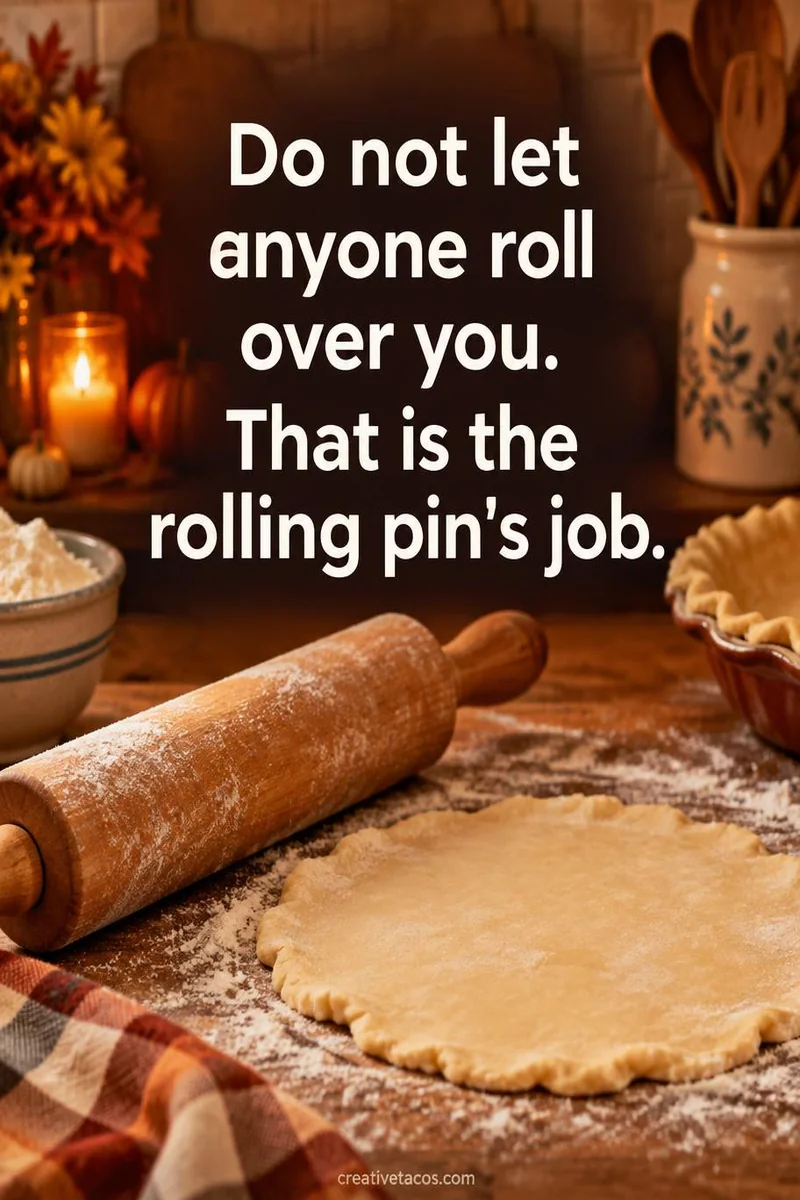 Quote card: Do not let anyone roll over you. That is the rolling pin's job.