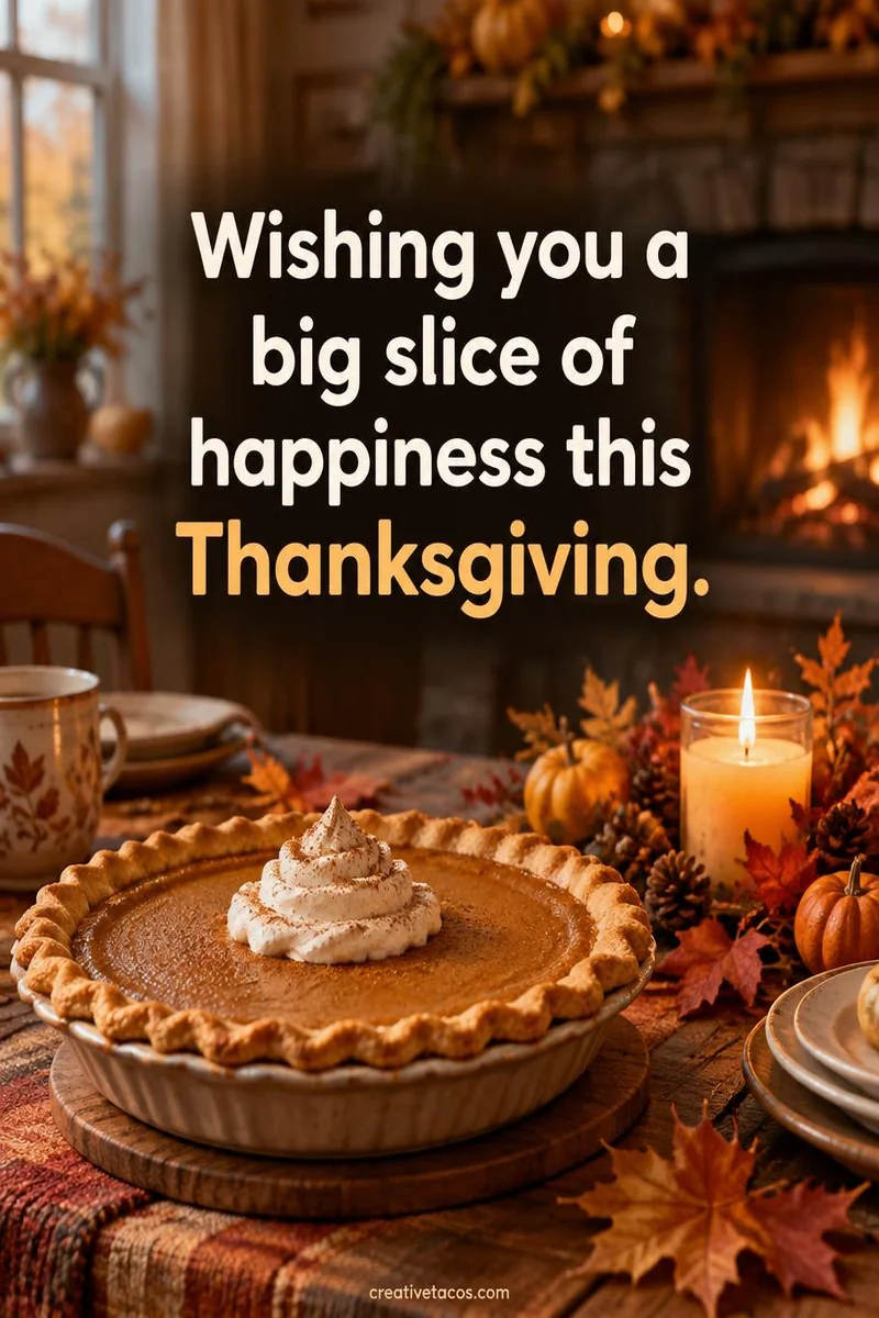 Quote card: Wishing you a big slice of happiness this Thanksgiving.
