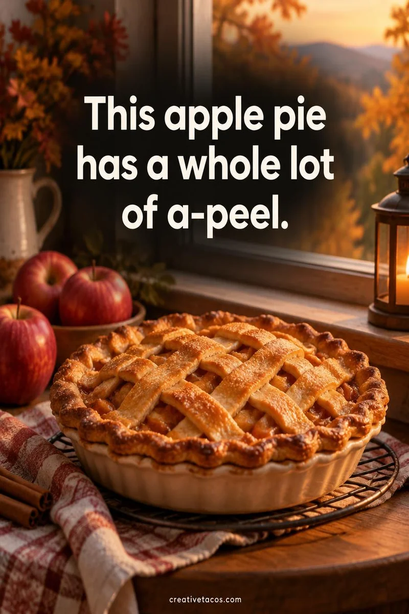Quote card: This apple pie has a whole lot of a-peel.