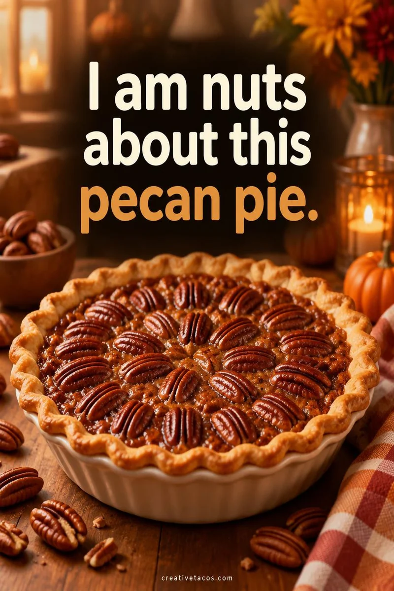 Quote card: I am nuts about this pecan pie.