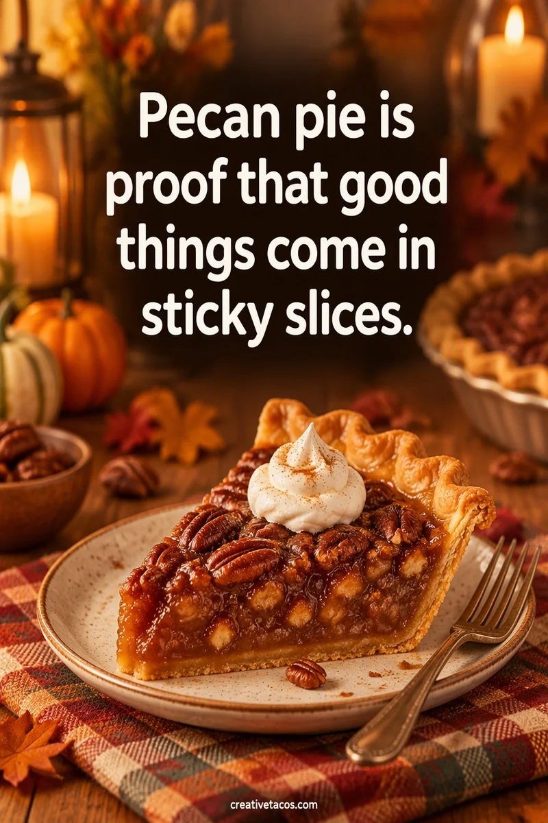 Quote card: Pecan pie is proof that good things come in sticky slices.