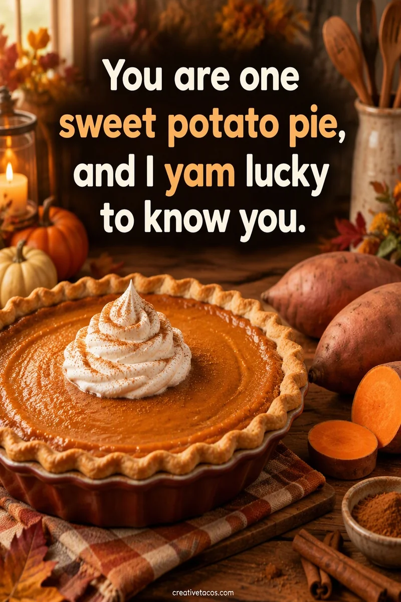 Quote card: You are one sweet potato pie, and I yam lucky to know you.