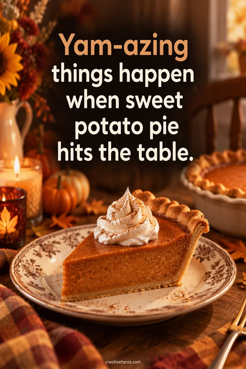 Quote card: Yam-azing things happen when sweet potato pie hits the table.
