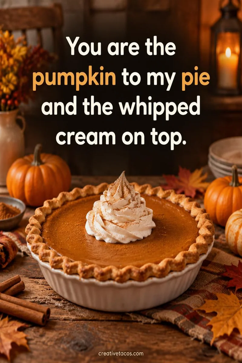 Quote card: You are the pumpkin to my pie and the whipped cream on top.