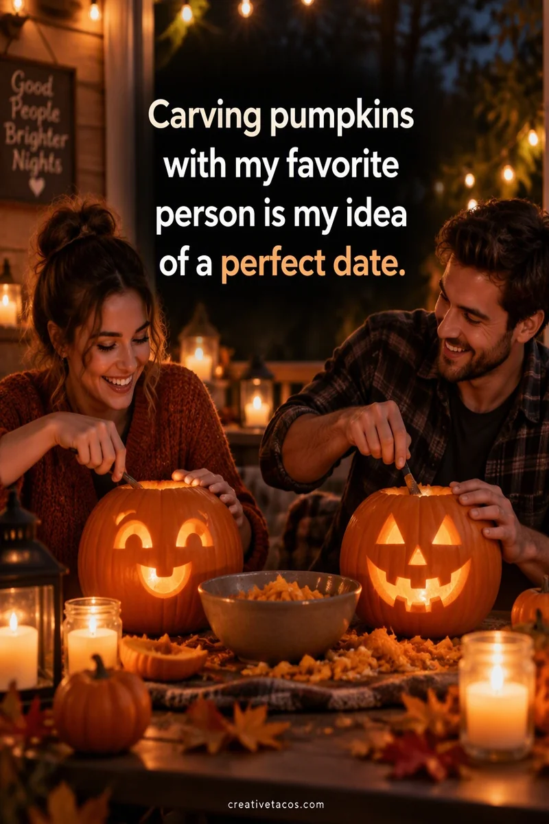 Quote card: Carving pumpkins with my favorite person is my idea of a perfect date.