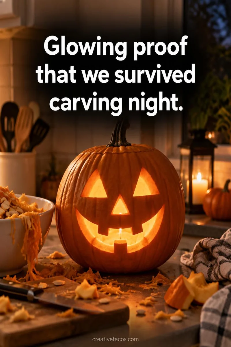 Quote card: Glowing proof that we survived carving night.
