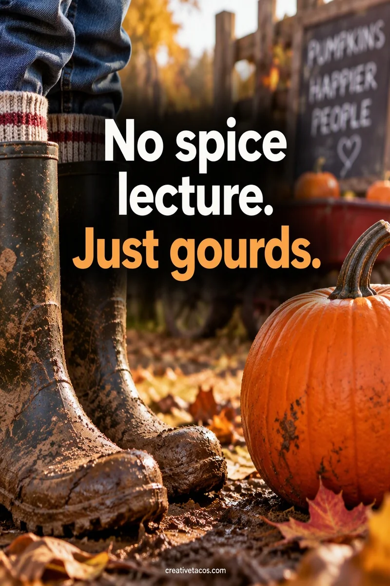 Quote card: No spice lecture. Just gourds.