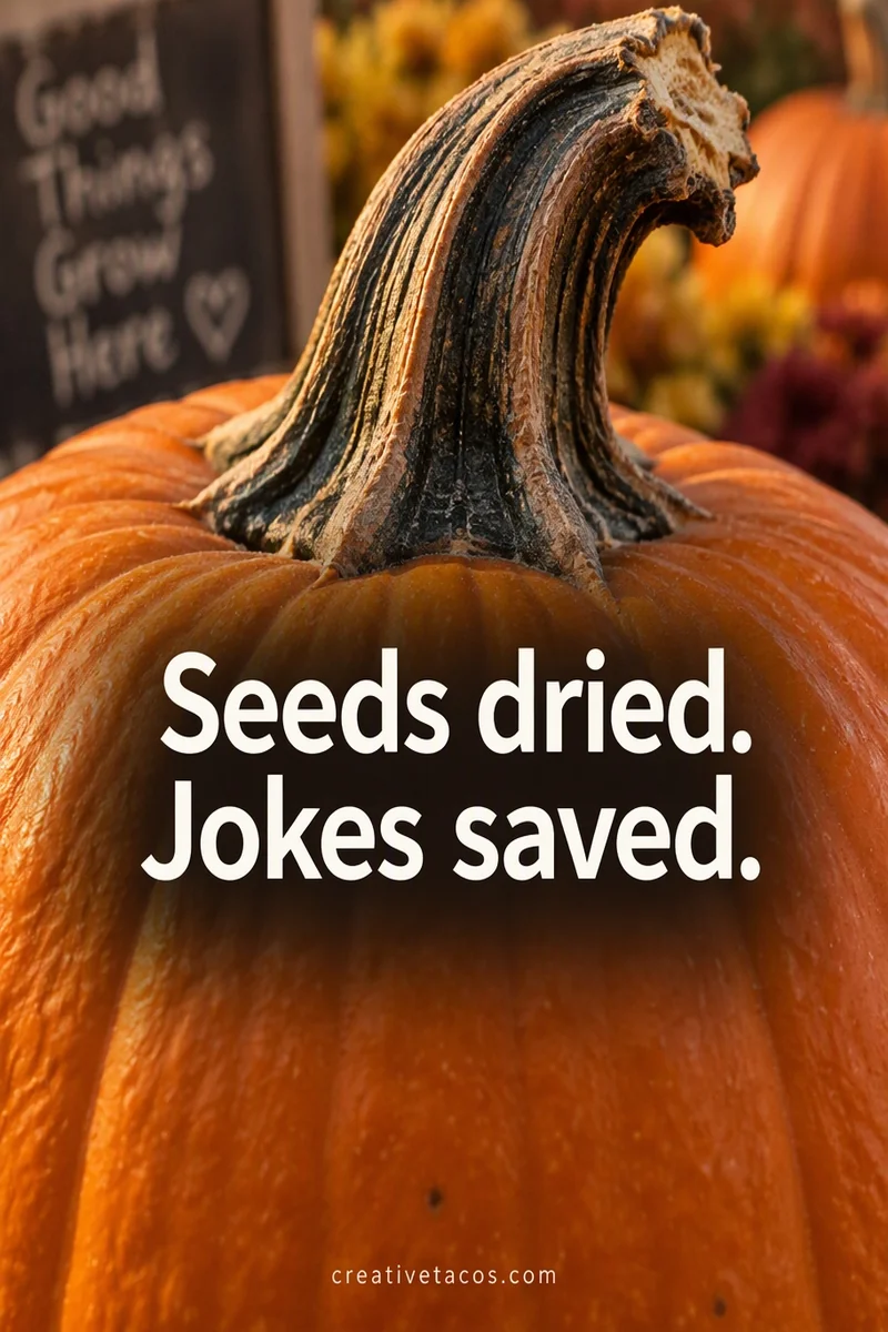 Quote card: Seeds dried. Jokes saved.