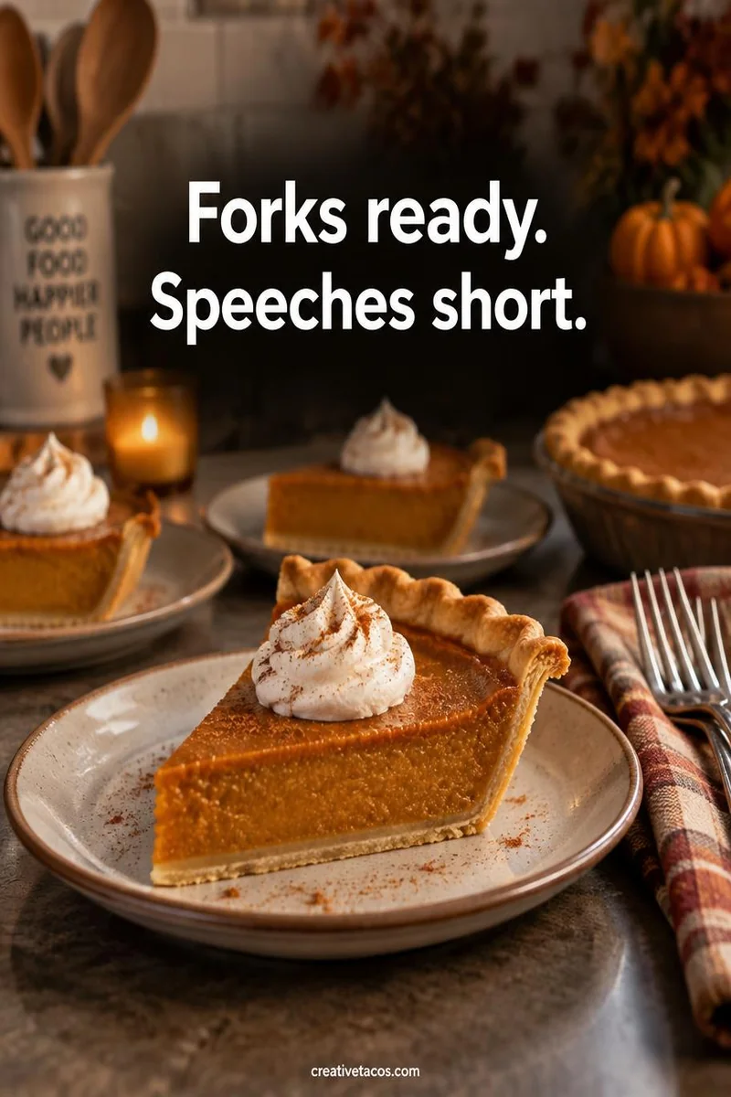 Quote card: Forks ready. Speeches short.