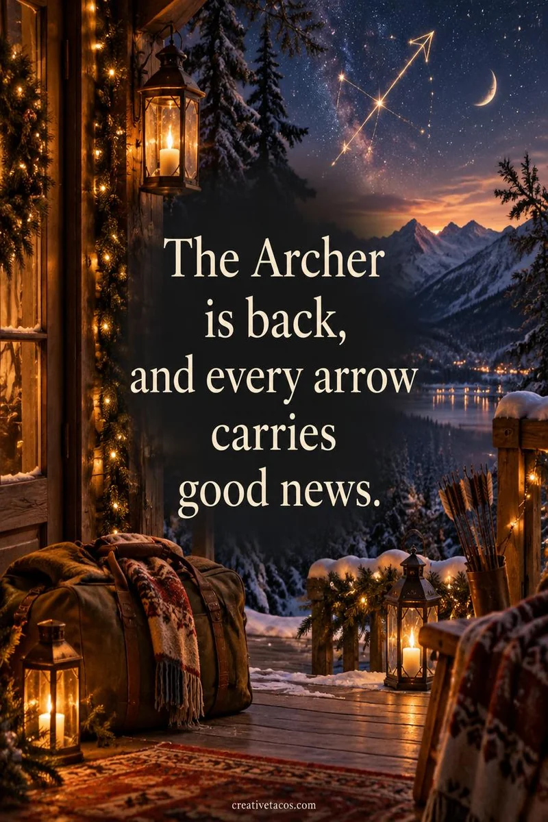 Quote card: The Archer is back, and every arrow carries good news.