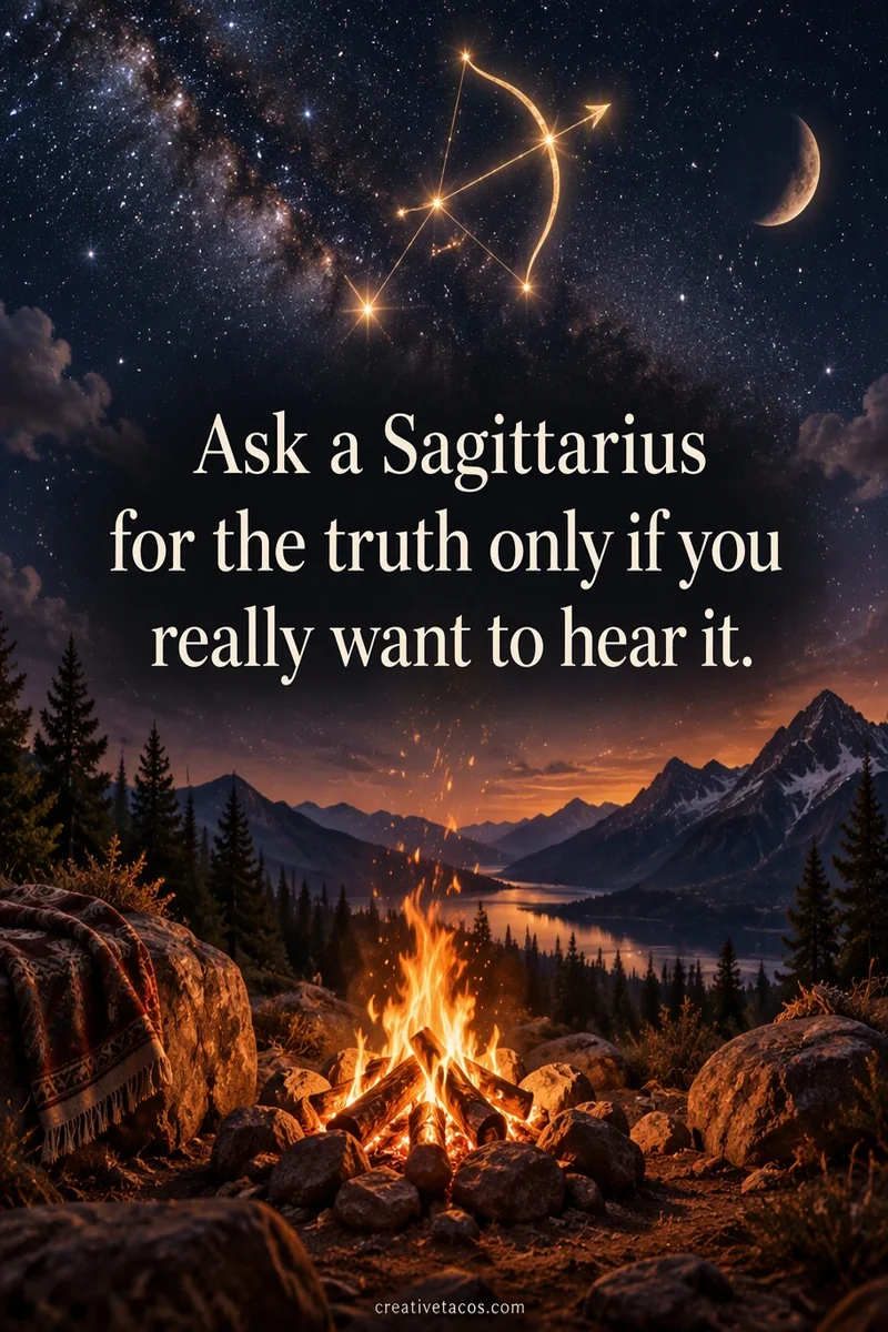 Quote card: Ask a Sagittarius for the truth only if you really want to hear it.