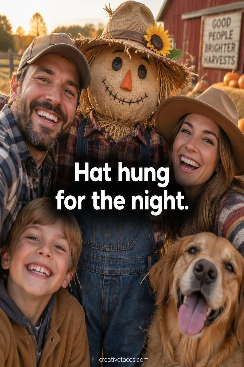 Quote card: Hat hung for the night.
