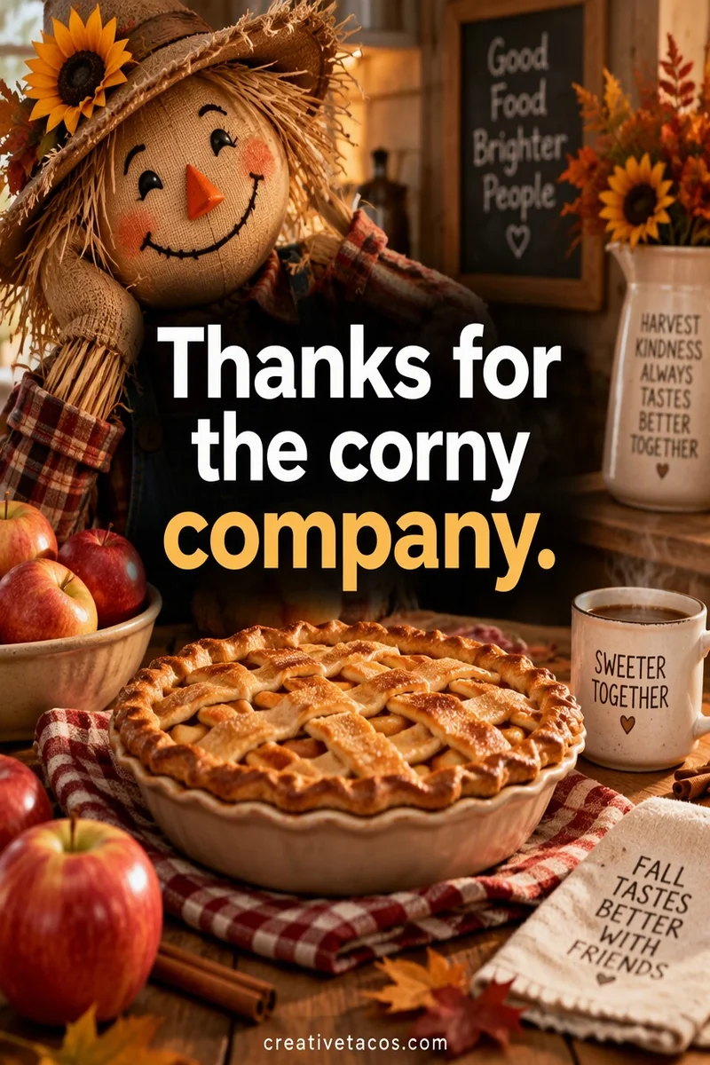Quote card: Thanks for the corny company.