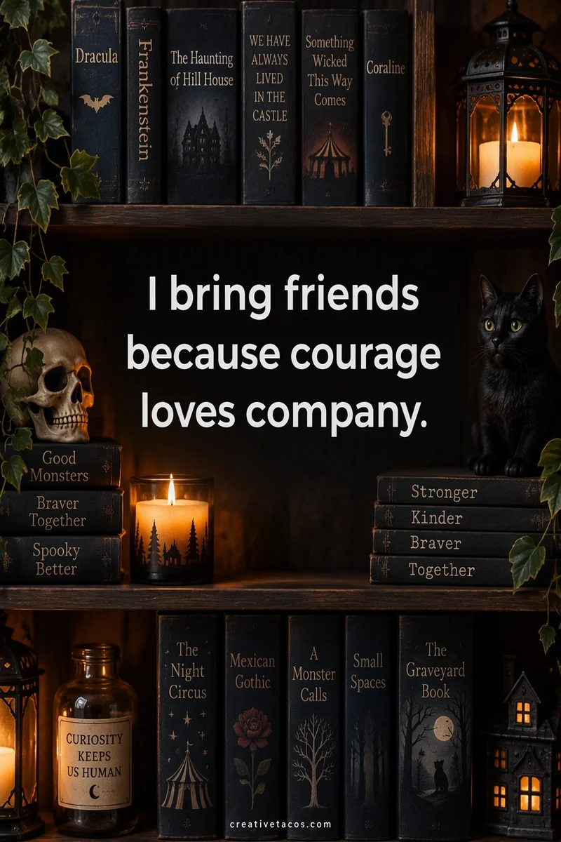 Quote card: I bring friends because courage loves company.