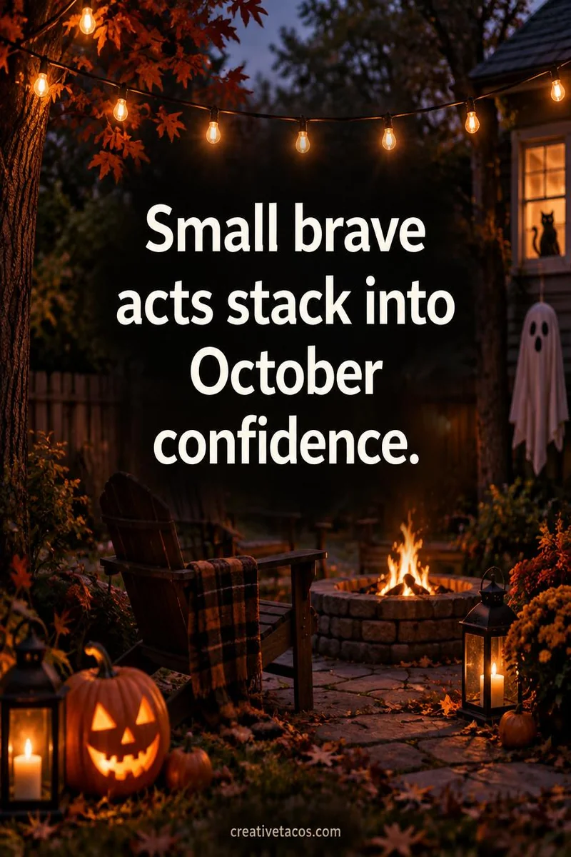Quote card: Small brave acts stack into October confidence.