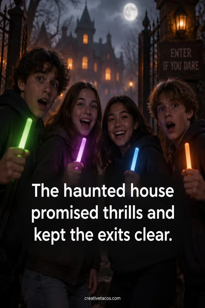 Quote card: The haunted house promised thrills and kept the exits clear.