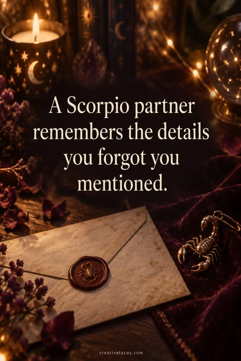 Quote card: A Scorpio partner remembers the details you forgot you mentioned.