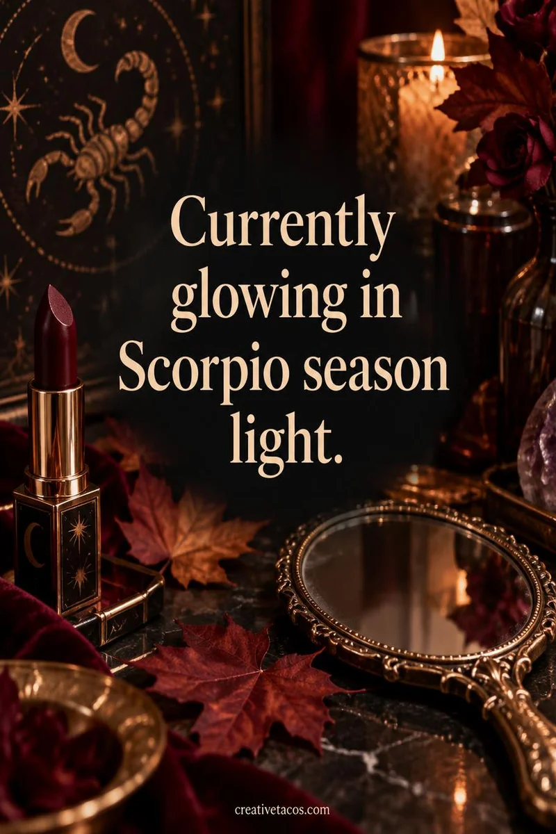 Quote card: Currently glowing in Scorpio season light.