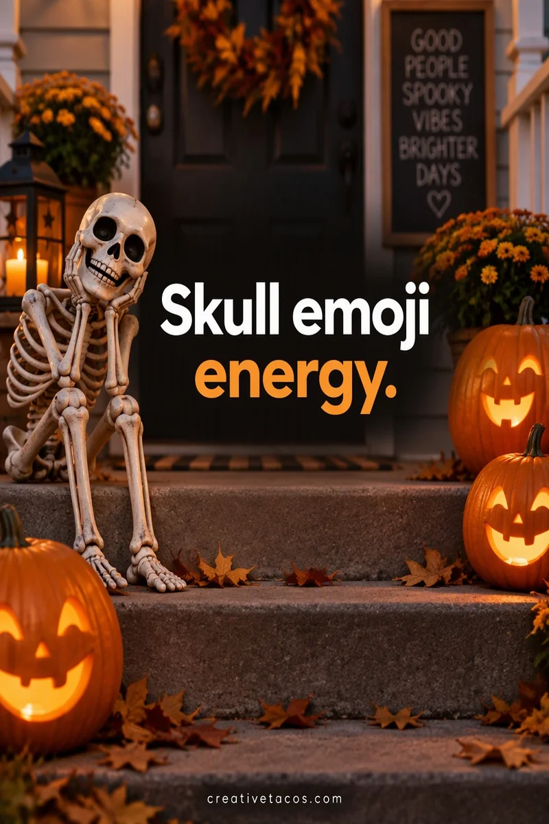 Quote card: Skull emoji energy.