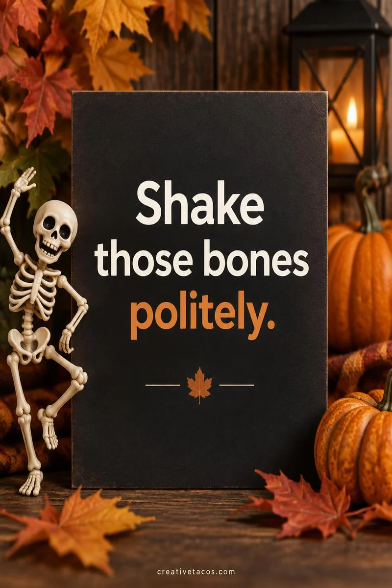 Quote card: Shake those bones politely.