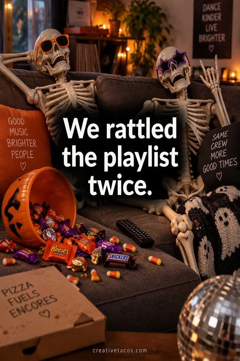Quote card: We rattled the playlist twice.