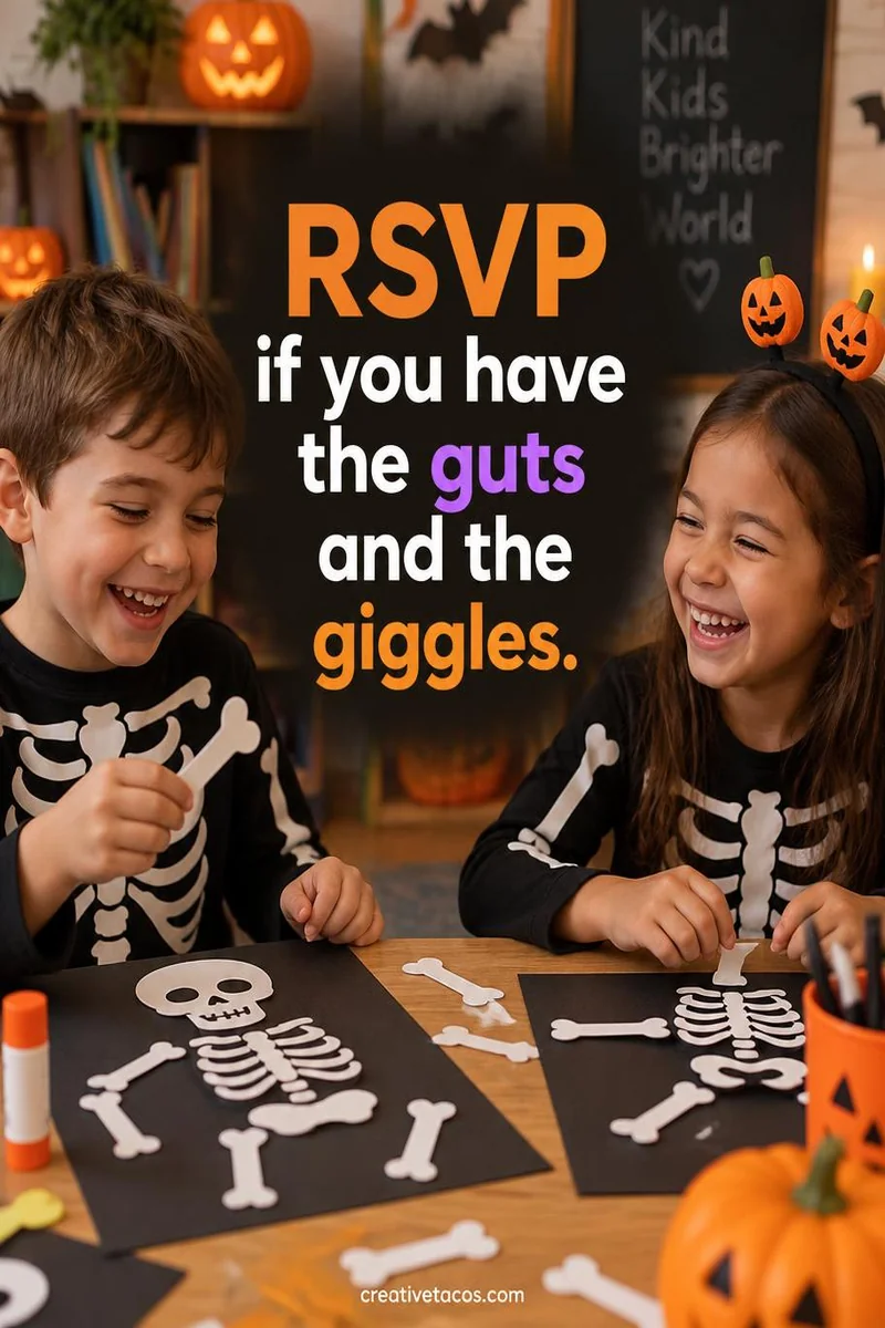 Quote card: RSVP if you have the guts and the giggles.