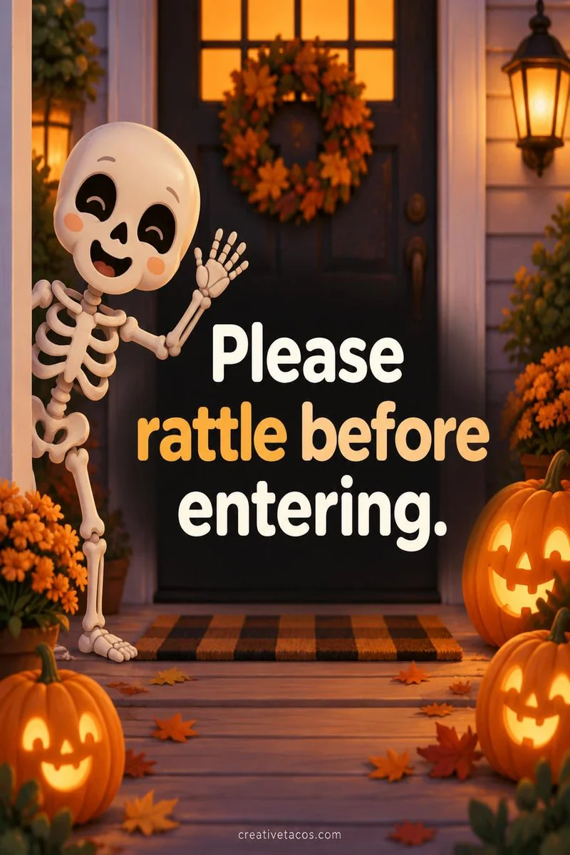 Quote card: Please rattle before entering.