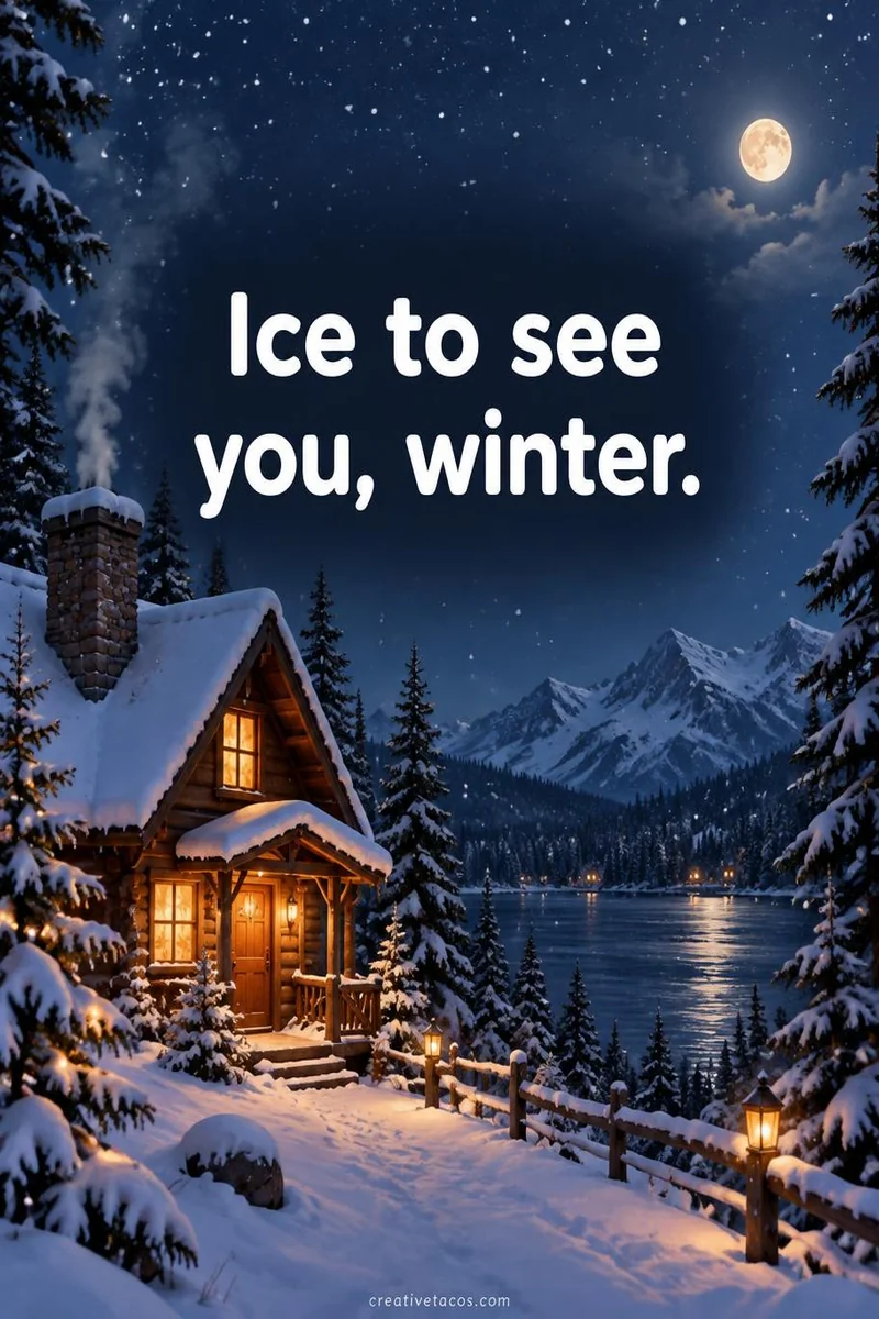 Quote card: Ice to see you, winter.