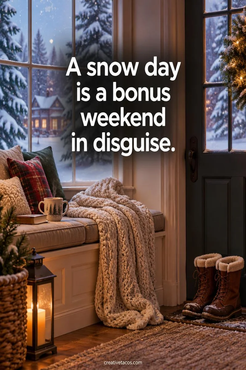 Quote card: A snow day is a bonus weekend in disguise.