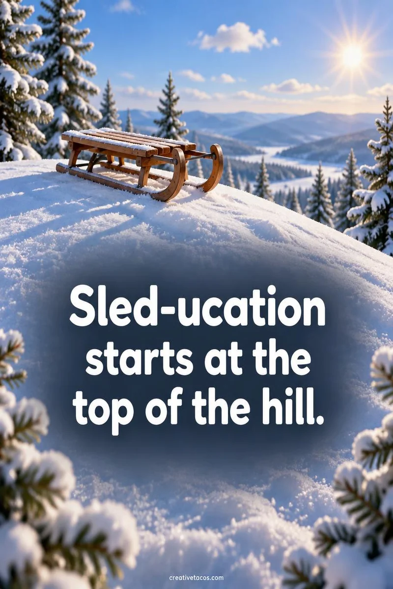 Quote card: Sled-ucation starts at the top of the hill.