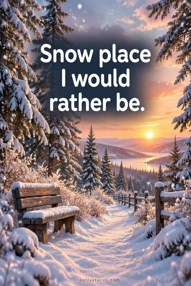 Quote card: Snow place I would rather be.