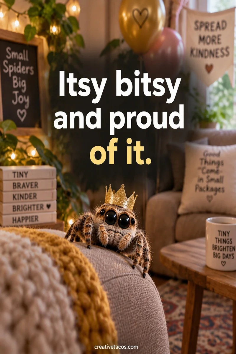Quote card: Itsy bitsy and proud of it.