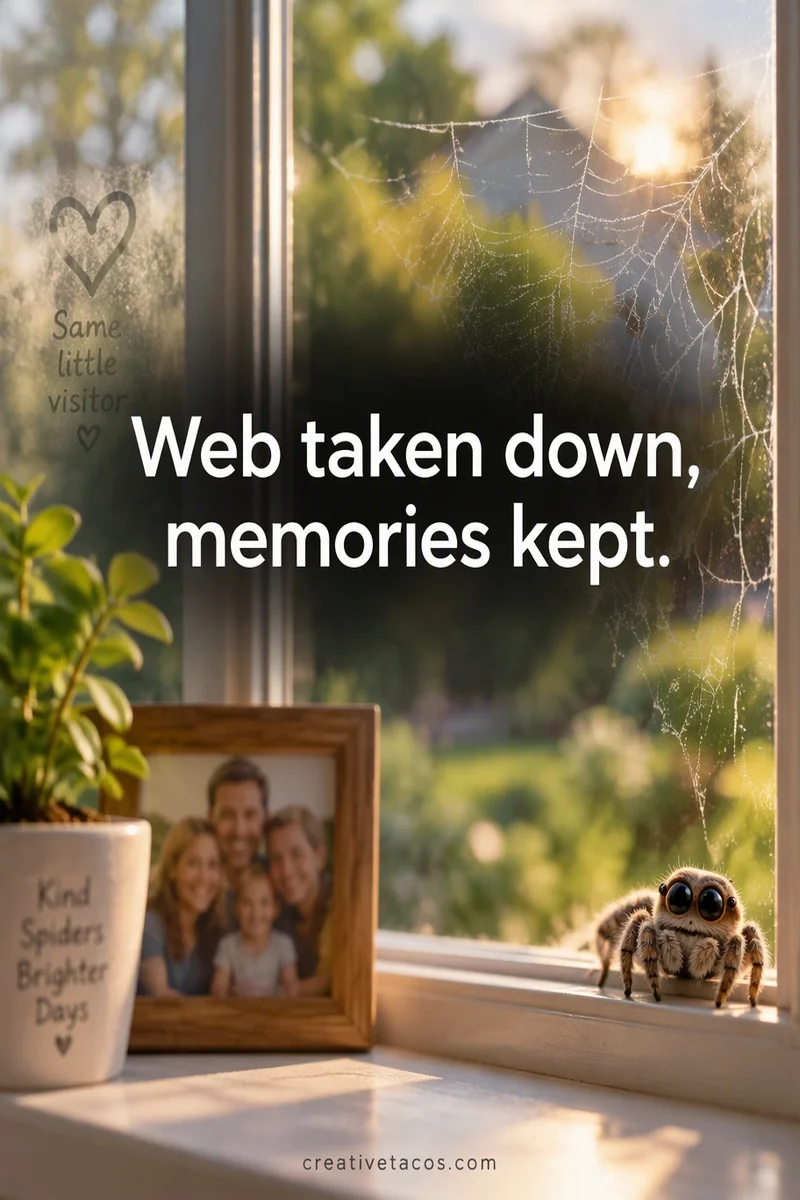 Quote card: Web taken down, memories kept.