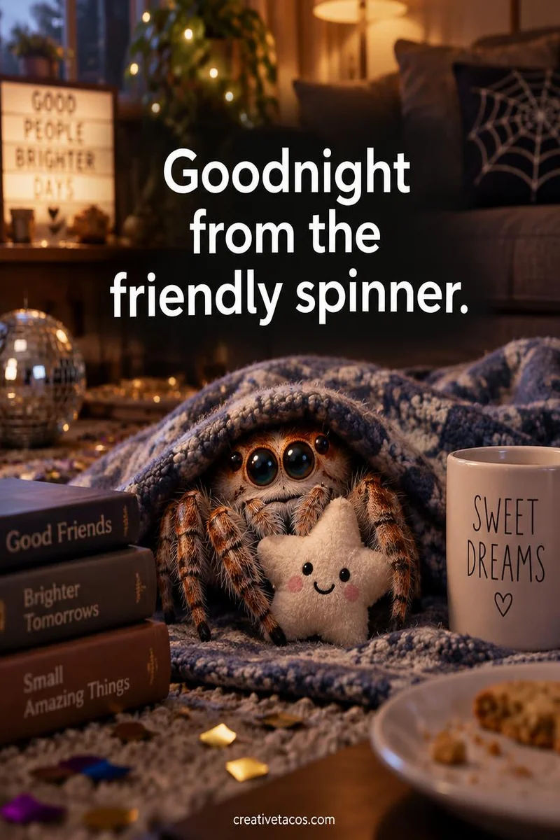 Quote card: Goodnight from the friendly spinner.