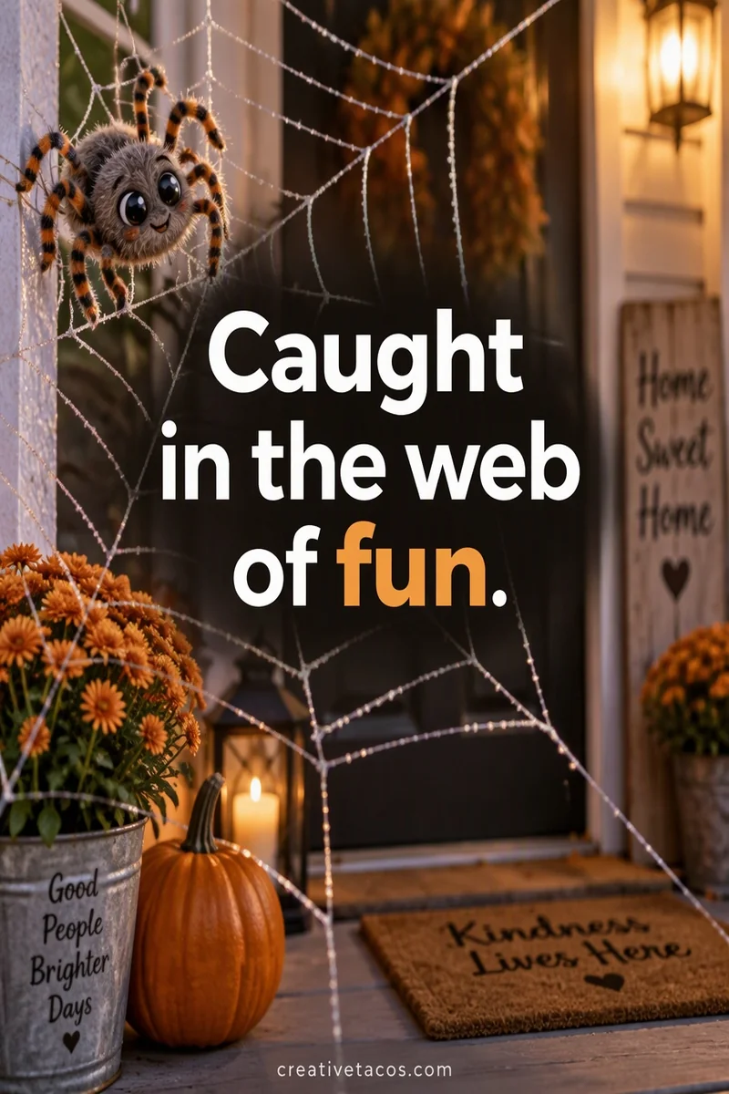 Quote card: Caught in the web of fun.