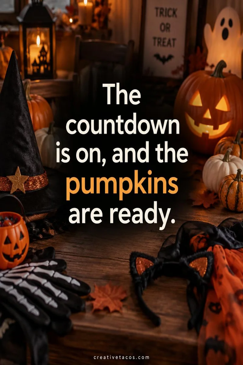 Quote card: The countdown is on, and the pumpkins are ready.