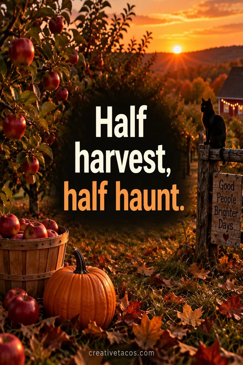 Quote card: Half harvest, half haunt.