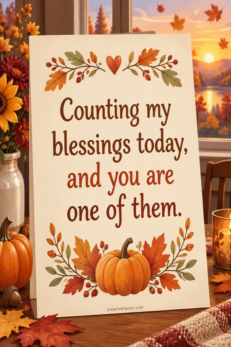 Quote card: Counting my blessings today, and you are one of them.