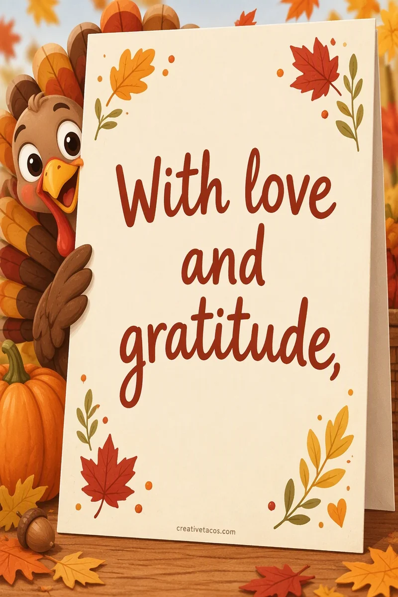 Quote card: With love and gratitude,