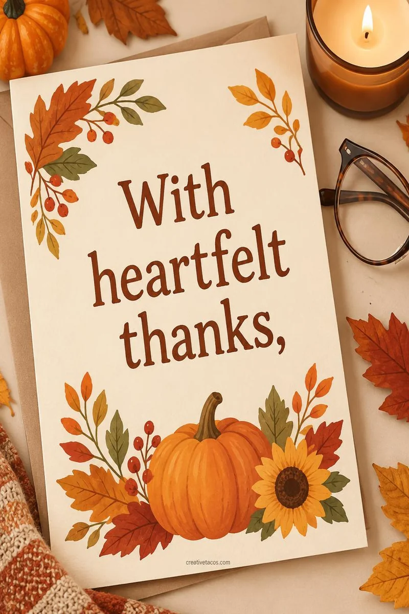 Quote card: With heartfelt thanks,