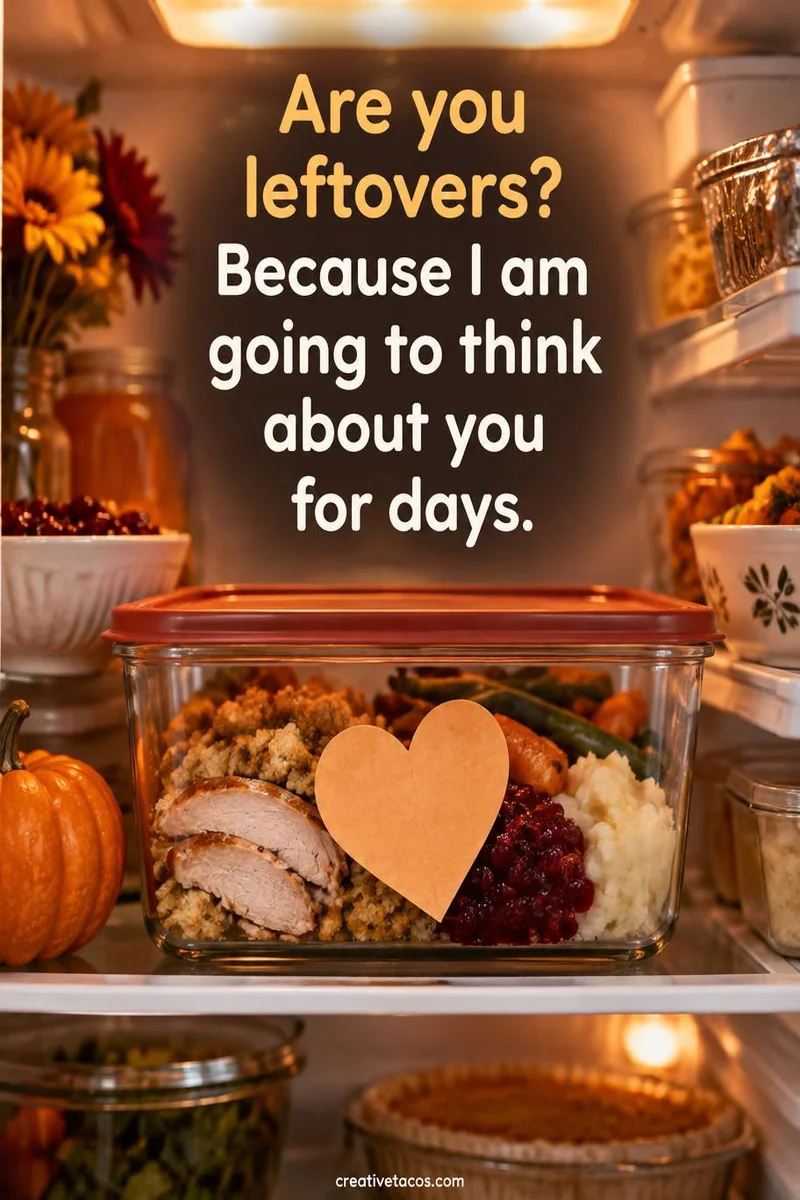Quote card: Are you leftovers? Because I am going to think about you for days.