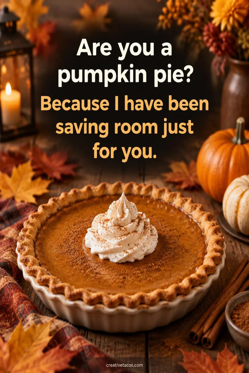 Quote card: Are you a pumpkin pie? Because I have been saving room just for you.