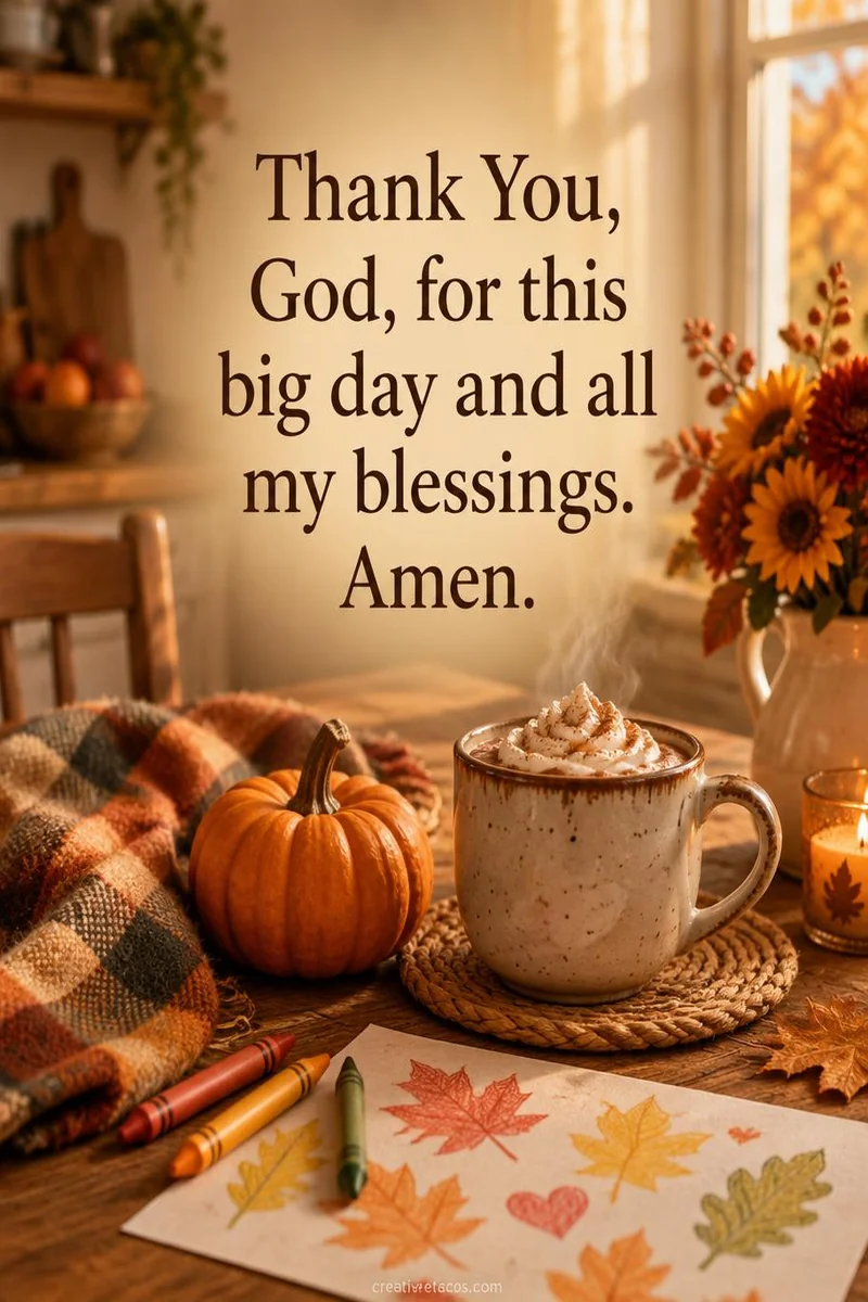 Quote card: Thank You, God, for this big day and all my blessings. Amen.