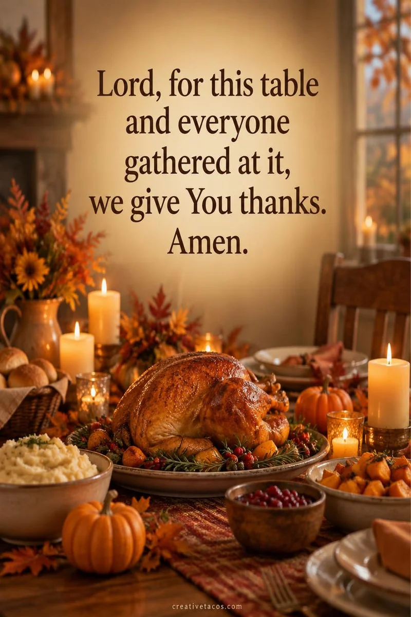 Quote card: Lord, for this table and everyone gathered at it, we give You thanks. Amen.