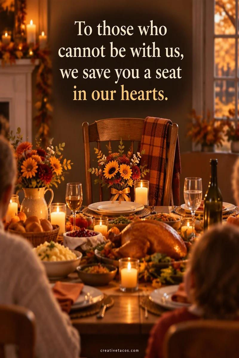 Quote card: To those who cannot be with us, we save you a seat in our hearts.