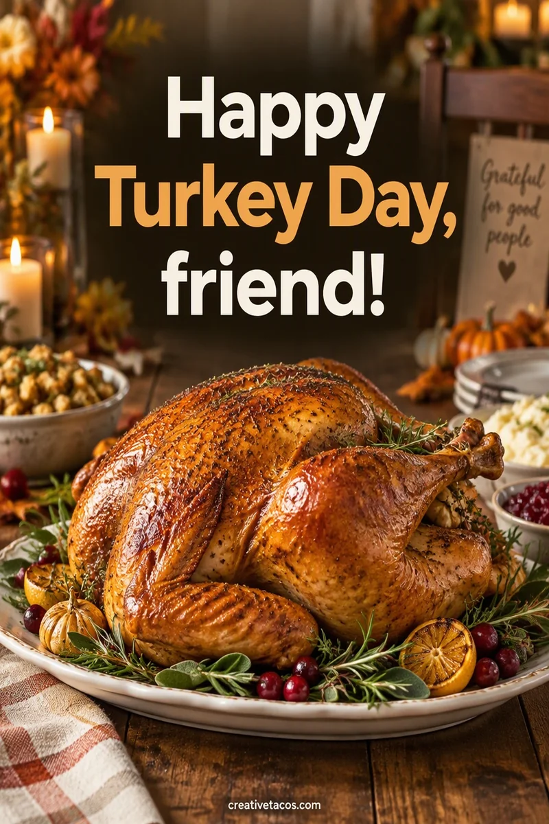 Quote card: Happy Turkey Day, friend!